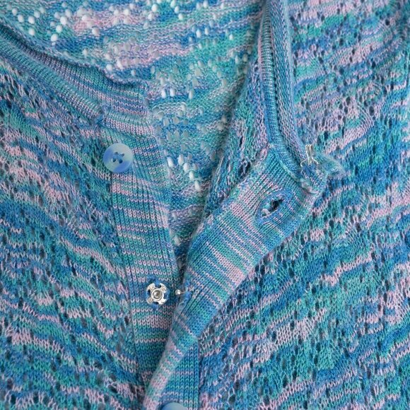 ✨ Free People Blue Galaxy Space Dyed Henley Sweater Midi Dress Pointelle Knit - Picture 7 of 12